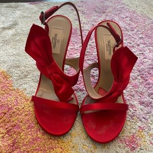 Valentino Red Satin Bow Sandal 38